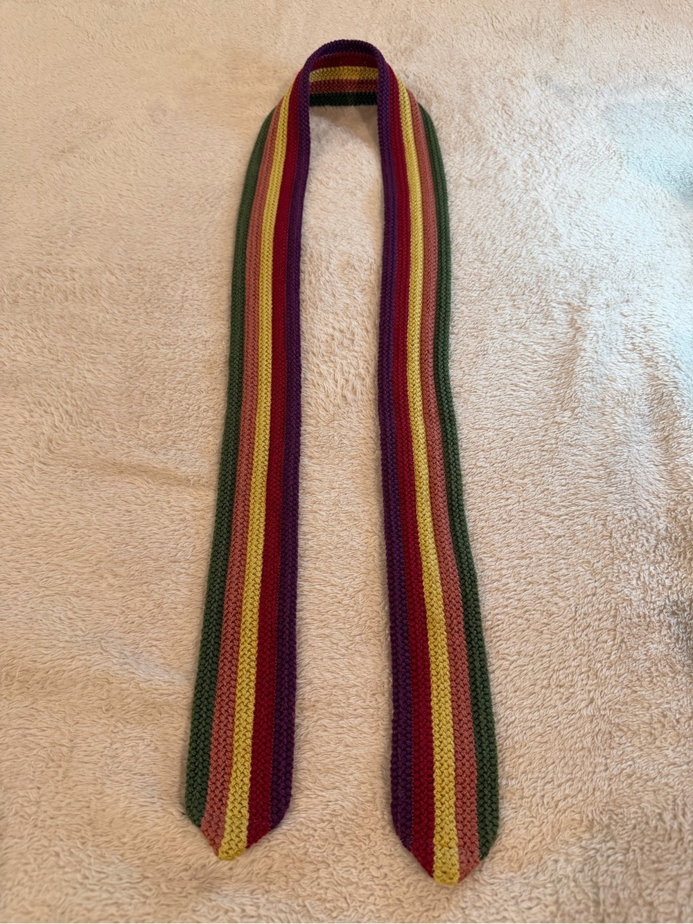 Striped Knit Scarf in Green, Yellow, Red, Purple, Pink